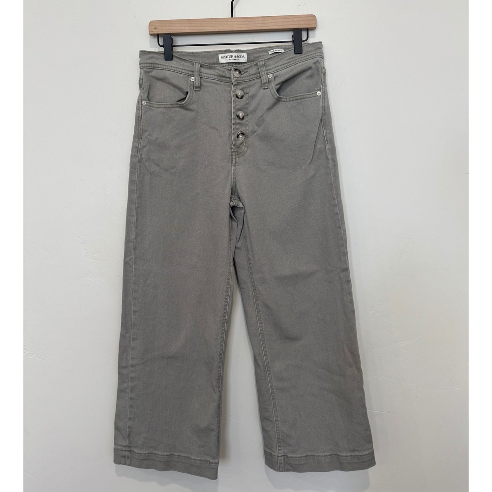Scotch & Soda The Wave Wide Leg Cropped Jeans Sage Green Size 8/29 Fall Pants